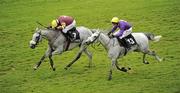 29 July 2010; Chicago Grey, with Paul Carberry up, on their way to winning The Perfect Pint Beginners Steeplechase from Robert Power on Prince Erik. Galway Racing Festival 2010, Ballybrit, Galway. Picture credit: Ray McManus / SPORTSFILE