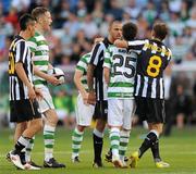 29 July 2010; Robert Bayly, Shamrock Rovers, and Simone Pepe, Juventus, confront each other during the game. UEFA Europa League Third Qualifying Round - 1st Leg, Shamrock Rovers v Juventus, Tallaght Stadium, Tallaght, Dublin. Picture credit: David Maher / SPORTSFILE