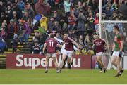 18 June 2016; Shane Walsh, left, and Thomas Flynn of Galway celebrate after Flynn scored his side's first goal during the Connacht GAA Football Senior Championship Semi-Final match between Mayo and Galway at Elverys MacHale Park in Castlebar, Co Mayo. Photo by Daire Brennan/Sportsfile