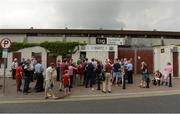 5 June 2016; Supporters wait outside for the stadium to open prior to the Leinster GAA Hurling Senior Championship Quarter-Final between Westmeath and Galway in TEG Cusack Park, Mullingar, Co. Westmeath. Photo by Piaras Ó Mídheach/Sportsfile