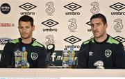 20 June 2016; Wes Hoolahan and Stephen Ward of Republic of Ireland during a press conference at Versailles in Paris, France. Photo by David Maher/Sportsfile