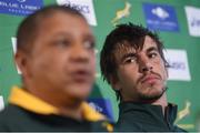 20 June 2016; Eben Etzebeth, right, of South Africa during a press conference in the Garden Court Kings hotel in Port Elizabeth, South Africa. Photo by Brendan Moran/Sportsfile