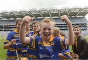 20 June 2016; Jason Curtis of St Joseph's CBS Fairview celebrates after the Sciath Pádraig Mac Giolla Bhearraigh match between St Joseph's CBS Fairview and Scoil Íosagáin, Crumlin, during the Allianz Cumann na mBunscol Finals at Croke Park in Dublin. Photo by Piaras Ó Mídheach/Sportsfile