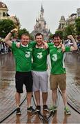20 June 2016; Republic of Ireland supporters Tom, left, and Joe Clifford, from Faha, Co. Kerry, with Cian O'Connor, from Cahersiveen, Co. Kerry, centre, at UEFA Euro 2016 in Disneyland Paris, France. Photo by Stephen McCarthy/Sportsfile