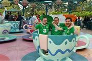 20 June 2016; Republic of Ireland supporters Cian O'Connor, left, from Cahersiveen, Co. Kerry, with brothers Tom and Joe Clifford, from Faha, Co. Kerry, at UEFA Euro 2016 in Disneyland Paris, France. Photo by Stephen McCarthy/Sportsfile