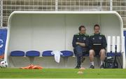 21 June 2016; Republic of Ireland manager Martin O'Neill with Sean McCullagh, GPS Analyst, during squad training at Versailles in Paris, France. Photo by David Maher/Sportsfile