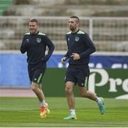 21 June 2016; James McCarthy and Shane Duffy of Republic of Ireland during squad training at Versailles in Paris, France. Photo by David Maher/Sportsfile