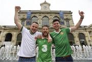 21 June 2016; Republic of Ireland supporters, left to right, Tony Campbell, Aaron Nelson, and Kieran Maguire, from Banbridge, Co. Down, at UEFA Euro 2016 in Lille, France. Photo by Stephen McCarthy/Sportsfile