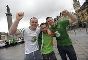 21 June 2016; Republic of Ireland supporters, left to right, Brian Bradley, Karl Kelly, and Shane McManamon, from Buncrana, Co. Donegal, at UEFA Euro 2016 in Lille, France. Photo by Stephen McCarthy/Sportsfile