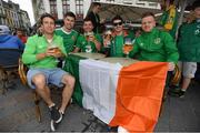 21 June 2016; Republic of Ireland supporters, left to right, Luke Finnegan, Sean Beecher, Dominic Boyd, Eoin Heffernan, and Pat McCarthy, at UEFA Euro 2016 in Lille, France. Photo by Stephen McCarthy/Sportsfile