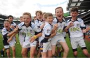 21 June 2016; Players from Scoil San Treasa, Mount Merrion, Dublin, celebrate following the Corn Herald match between St Colmcilles Senior National School and Scoil San Treasa during the Allianz Cumann na mBunscol Finals at Croke Park in Dublin. Photo by Sam Barnes/SPORTSFILE