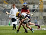 21 June 2016; Eoin Keys of Scoil San Treasa, Mount Merrion, in action against Reed Barry of St Colmcilles Senior National School, Knocklyon, during the Corn Herald match between St Colmcilles Senior National School and Scoil San Treasa during the Allianz Cumann na mBunscol Finals at Croke Park in Dublin. Photo by Sam Barnes/Sportsfile