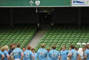 30 July 2010; Leinster/Ulster players receive instructions  during an open training session ahead of their combined provinces match against Munster/Connacht to mark the opening of the new Aviva Stadium on Saturday. Aviva Stadium, Lansdowne Road, Dublin. Picture credit: Barry Cregg / SPORTSFILE