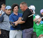 30 July 2010; Rory Mcllroy and Darren Clarke on the 18th green after their rounds. 3 Irish Open Golf Championship, Killeen Course, Killarney Golf & Fishing Club, Killarney, Co. Kerry. Picture credit: Matt Browne / SPORTSFILE