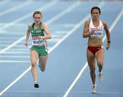 30 July 2010; Ireland's Niamh Whelan in action alongside Marta Jeschke, of Poland, during her semi-final of the Women's 200m where she finished in 6th place in a time of 23.31 sec but failed to make the final. 20th European Athletics Championships Montjuïc Olympic Stadium, Barcelona, Spain. Picture credit: Brendan Moran / SPORTSFILE