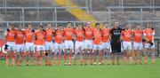 11 July 2010; The Armagh team stand for the National Anthem. GAA Football All-Ireland Senior Championship Qualifier Round 2, Fermanagh v Armagh, Brewster Park, Enniskillen, Co. Fermanagh. Picture credit: Oliver McVeigh / SPORTSFILE