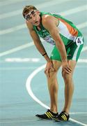 30 July 2010; Ireland's David Gillick reacts after crossing the finish line in 5th place in the Men's 400m Final in a time of 45.28 sec. 20th European Athletics Championships Montjuïc Olympic Stadium, Barcelona, Spain. Picture credit: Brendan Moran / SPORTSFILE