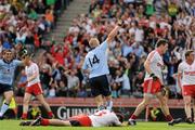 31 July 2010; Eoghan O'Gara , 14, celebrates scoring the Dublin goal. GAA Football All-Ireland Senior Championship Quarter-Final, Tyrone v Dublin, Croke Park, Dublin. Picture credit: Ray McManus / SPORTSFILE