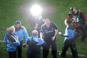 31 July 2010; Dublin manager Pat Gilroy is congratulated by his backroom staff after the win. GAA Football All-Ireland Senior Championship Quarter-Final, Tyrone v Dublin, Croke Park, Dublin. Picture credit: Brian Lawless / SPORTSFILE