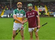 19 June 2016; Offaly captain Colin Egan, left, and Galway captain David Burke ahead of the Leinster GAA Hurling Senior Championship Semi-Final match between Galway and Offaly at O'Moore Park in Portlaoise, Co Laois. Photo by Cody Glenn/Sportsfile
