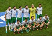 22 June 2016; The Republic of Ireland team, back row from left, Shane Duffy, Richard Keogh, Stephen Ward, Daryl Murphy, Darren Randolph, James McCarthy, front row from left, Robbie Brady, Seamus Coleman, Jeff Hendrick, Shane Long and James McClean ahead of the UEFA Euro 2016 Group E match between Italy and Republic of Ireland at Stade Pierre-Mauroy in Lille, France. Photo by Paul Mohan / Sportsfile