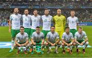 22 June 2016; The Republic of Ireland team, back row from left, Shane Duffy, Richard Keogh, Stephen Ward, Daryl Murphy, Darren Randolph, James McCarthy, front row from left, Robbie Brady, Seamus Coleman, Jeff Hendrick, Shane Long and James McClean ahead of the UEFA Euro 2016 Group E match between Italy and Republic of Ireland at Stade Pierre-Mauroy in Lille, France. Photo by David Maher / Sportsfile