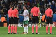 22 June 2016; Shane Long of Republic of Ireland speaks to match officials during the UEFA Euro 2016 Group E match between Italy and Republic of Ireland at Stade Pierre-Mauroy in Lille, France. Photo by David Maher / Sportsfile