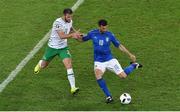 22 June 2016; Thiago Motta of Italy in action against Daryl Murphy of Republic of Ireland during the UEFA Euro 2016 Group E match between Italy and Republic of Ireland at Stade Pierre-Mauroy in Lille, France. Photo by Paul Mohan / Sportsfile