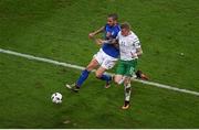 22 June 2016; James McClean of Republic of Ireland in action against Leonardo Bonucci of Italy during the UEFA Euro 2016 Group E match between Italy and Republic of Ireland at Stade Pierre-Mauroy in Lille, France. Photo by Ray McManus / Sportsfile