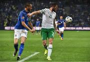 22 June 2016; Daryl Murphy of Republic of Ireland in action against Federico Bernardeschi of Italy during the UEFA Euro 2016 Group E match between Italy and Republic of Ireland at Stade Pierre-Mauroy in Lille, France. Photo by David Maher / Sportsfile