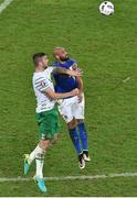 22 June 2016; Shane Duffy of Republic of Ireland in action against Simone Zaza of Italy during the UEFA Euro 2016 Group E match between Italy and Republic of Ireland at Stade Pierre-Mauroy in Lille, France. Photo by Paul Mohan / Sportsfile