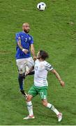 22 June 2016; Simone Zaza of Italy in action against Jeff Hendrick of Republic of Ireland during the UEFA Euro 2016 Group E match between Italy and Republic of Ireland at Stade Pierre-Mauroy in Lille, France. Photo by Paul Mohan / Sportsfile