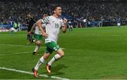 22 June 2016; Robbie Brady of Republic of Ireland celebrates after scoring his side's first goal of the game during the UEFA Euro 2016 Group E match between Italy and Republic of Ireland at Stade Pierre-Mauroy in Lille, France. Photo by David Maher / Sportsfile
