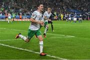 22 June 2016; Robbie Brady of Republic of Ireland celebrates after scoring his side's first goal of the game during the UEFA Euro 2016 Group E match between Italy and Republic of Ireland at Stade Pierre-Mauroy in Lille, France. Photo by David Maher / Sportsfile