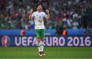 22 June 2016; Shane Long of Republic of Ireland celebrates before being substituted during the UEFA Euro 2016 Group E match between Italy and Republic of Ireland at Stade Pierre-Mauroy in Lille, France. Photo by Stephen McCarthy / Sportsfile