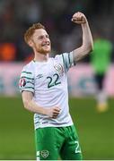 22 June 2016; Stephen Quinn of Republic of Ireland celebrates following the UEFA Euro 2016 Group E match between Italy and Republic of Ireland at Stade Pierre-Mauroy in Lille, France. Photo by Stephen McCarthy / Sportsfile