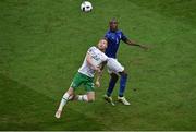 22 June 2016; Stephen Quinn of Republic of Ireland in action against Angelo Ogbonna of Italy during the UEFA Euro 2016 Group E match between Italy and Republic of Ireland at Stade Pierre-Mauroy in Lille, France. Photo by Paul Mohan / Sportsfile