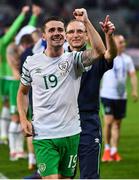 22 June 2016; Robbie Brady of Republic of Ireland and manager Martin O'Neill celebrate following the UEFA Euro 2016 Group E match between Italy and Republic of Ireland at Stade Pierre-Mauroy in Lille, France. Photo by Stephen McCarthy / Sportsfile