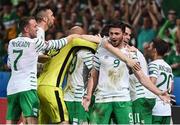 22 June 2016; Republic of Ireland players inlcuding Aiden McGeady, Shane Long and Seamus Coleman celebrate following the UEFA Euro 2016 Group E match between Italy and Republic of Ireland at Stade Pierre-Mauroy in Lille, France. Photo by David Maher / Sportsfile