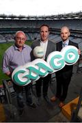 23 June 2016; Former Kerry Footballer Declan O'Sullivan, centre, with Donal Moriarty, GAAGO Product Leader, left, and Noel Quinn, GAA Media Rights Manager, right, pictured during the GAA.ie Columnist Launch Croke Park, Dublin.  Photo by Seb Daly/Sportsfile