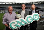 23 June 2016; Former Kerry Footballer Declan O'Sullivan, centre, with Donal Moriarty, GAAGO Product Leader, left, and Noel Quinn, GAA Media Rights Manager, right, pictured during the GAA.ie Columnist Launch, Croke Park, Dublin.  Photo by Seb Daly/Sportsfile