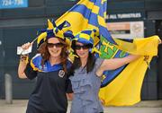 1 August 2010; Roscommon supporters Catherine and Deirdre Dwyer, from Ballinameen, Co. Roscommon, show off their team's flag and colours before the game. Supporters at the GAA Football All-Ireland Senior Championship Quarter-Finals, Croke Park, Dublin. Picture credit: Barry Cregg / SPORTSFILE