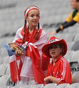 1 August 2010; Two young Cork fans at the game. Supporters at the GAA Football All-Ireland Senior Championship Quarter-Finals, Croke Park, Dublin. Picture credit: Oliver McVeigh / SPORTSFILE