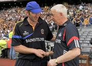 1 August 2010; Cork manager Conor Counihan, right, shakes hands with Roscommon manager Fergal O' Donnell at the end of the game. GAA Football All-Ireland Senior Championship Quarter-Final, Roscommon v Cork, Croke Park, Dublin. Picture credit: Barry Cregg / SPORTSFILE