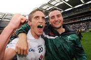 1 August 2010; Hugh Lynch and Mikey Conway, Kildare, celebrate after the game. GAA Football All-Ireland Senior Championship Quarter-Final, Meath v Kildare, Croke Park, Dublin. Picture credit: Oliver McVeigh / SPORTSFILE