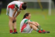 2 August 2010; A dejected martha Carter, left, and Triona McNicholas, Mayo, at the end of the game. TG4 Ladies Football All-Ireland Senior Championship Qualifier, Kerry v Mayo, St Rynagh's, Banagher, Co. Offaly. Photo by Sportsfile