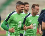 24 June 2016; Jonathan Walters, left, and Aiden McGeady of Republic of Ireland during squad training in Versailles, Paris, France. Photo by David Maher/Sportsfile