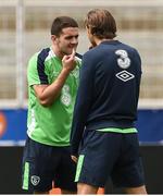 24 June 2016; Robbie Brady and Jeff Hendrick of Republic of Ireland during squad training in Versailles, Paris, France. Photo by David Maher/Sportsfile