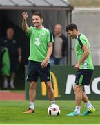 24 June 2016; Robbie Brady, left, and Wes Hoolahan of Republic of Ireland during squad training in Versailles, Paris, France. Photo by David Maher/Sportsfile