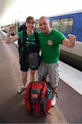 24 June 2016; Republic of Ireland supporters Tracey Carney and Anton Murtagh, from Dundalk, Co Louth, arrive at Gare de la Part-Dieu in Lyon. Photo by Stephen McCarthy/Sportsfile